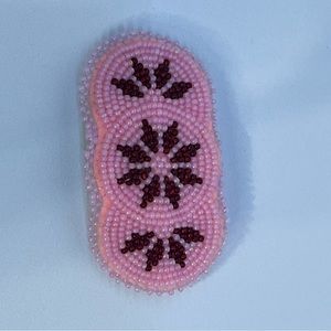 Handmade Alaska Native Beaded Barrette with pink and red beads